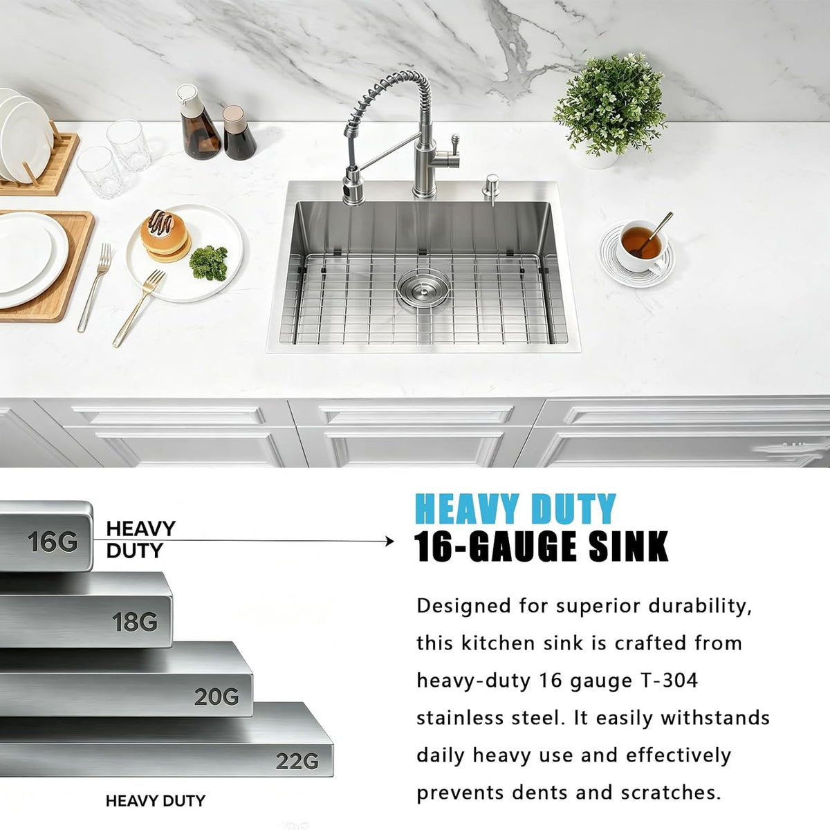 20 Inch Drop in Bar Sink, 20 X 16 Small Drop in Kitchen Sink Stainless Steel Outdoor Top Mount 16 Gauge Single Bowl Rv Kitchen Sink