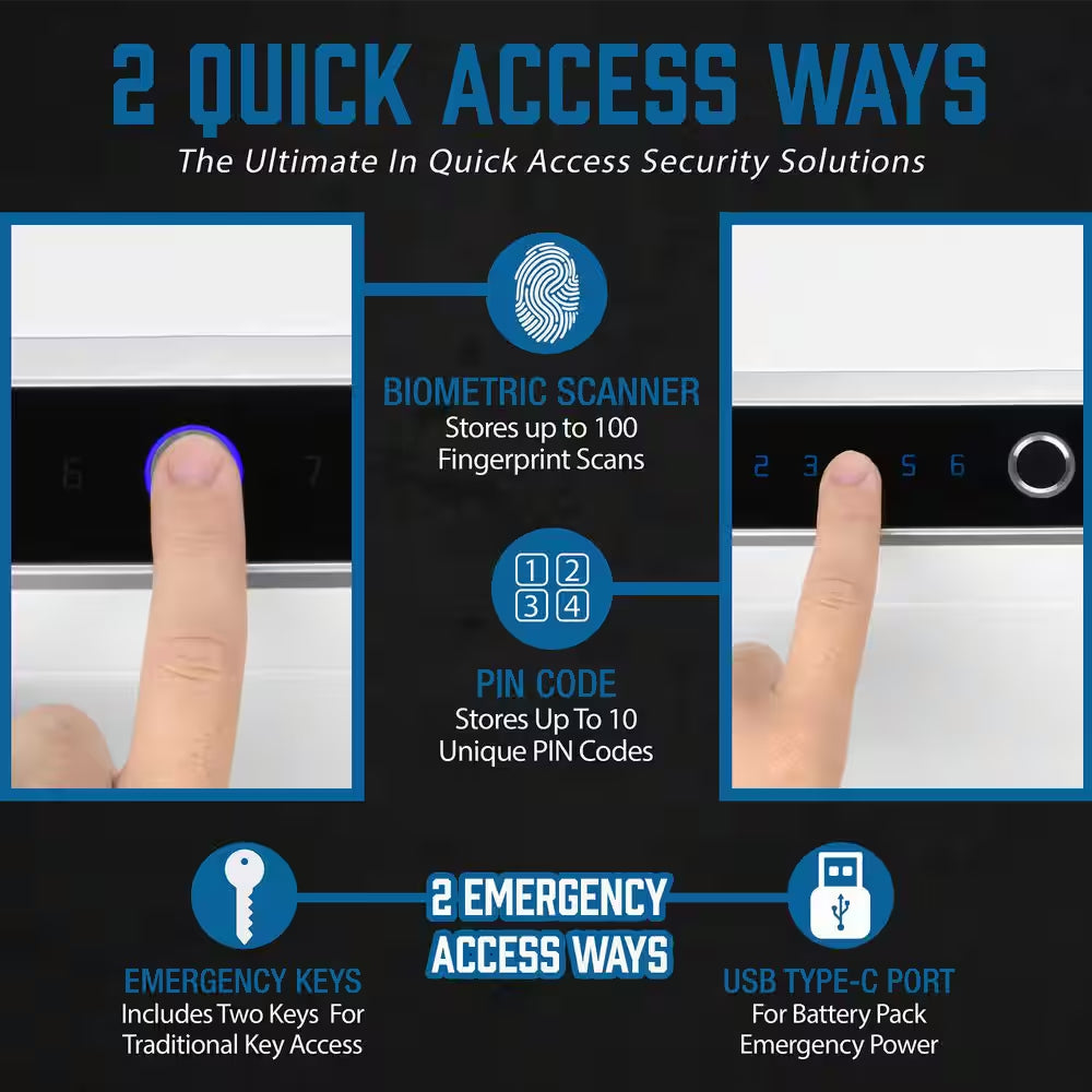 2.4 Cu. Ft. Touchscreen Biometric Keypad Security Safe