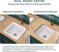 18 X 18 Inch Undermount or Drop in Fireclay Bar Sink White