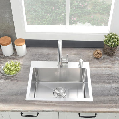 20 Inch Drop in Bar Sink, 20 X 16 Small Drop in Kitchen Sink Stainless Steel Outdoor Top Mount 16 Gauge Single Bowl Rv Kitchen Sink