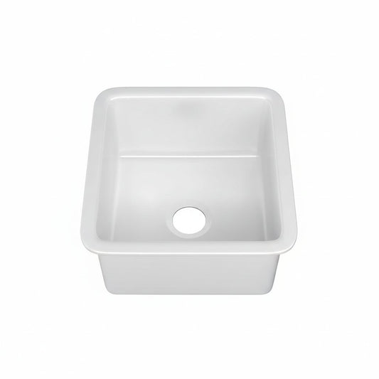18 X 18 Inch Undermount or Drop in Fireclay Bar Sink White