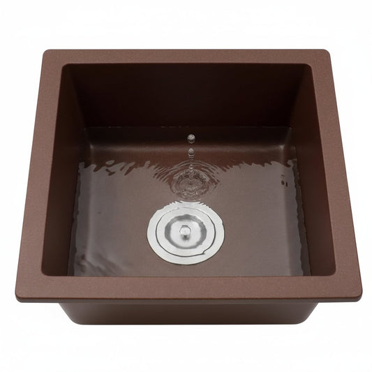 Undermount Bar Sink, 16 X 16 Inch Granite Composite Kitchen Sinks Small Wet Bar Sink RV Quartz Sink Coffee Brown EGS-1616-C