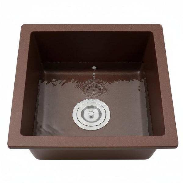 Undermount Bar Sink, 16 X 16 Inch Granite Composite Kitchen Sinks Small Wet Bar Sink RV Quartz Sink Coffee Brown EGS-1616-C