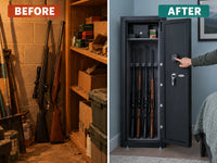 Biometric Rifle Safe Designed for Secure Firearm Storage, 120 Fingerprint Module, Steel Construction, 7.87 Cu Ft — Before & After