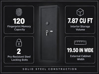 Biometric Rifle Safe Designed for Secure Firearm Storage, 120 Fingerprint Module, Steel Construction, 7.87 Cu Ft — Results & Stats